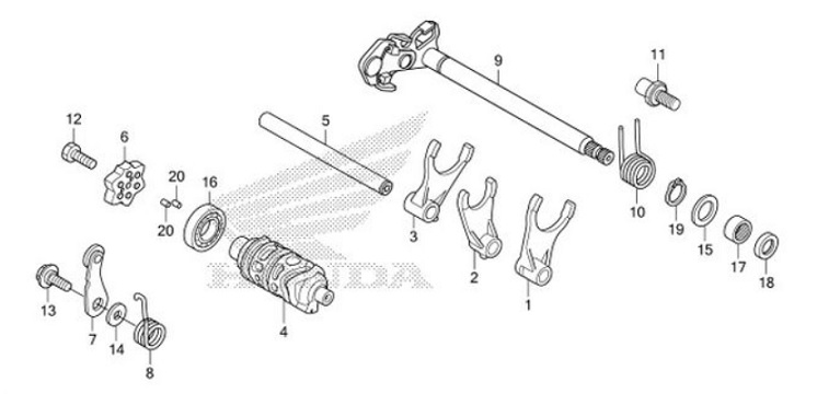 E-17 Gearshift Drum / Shift Fork