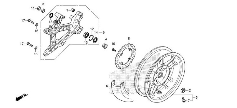 F-21 Rear Wheel/Swingarm