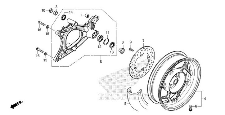 F-22-1 Rear Wheel/Swingarm (WW150A/HV)