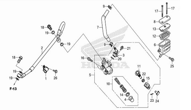 F-12 Rear Brake Master Cylinder