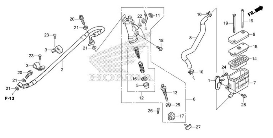 F-12 Rear Brake Master Cylinder