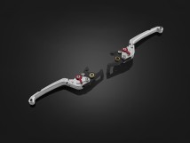 Folding Adjustable Front-Rear Brake Lever (Flat : Long) - Silver