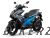 Yamaha Aerox (2020) Grey/Blue Decal & Emblem Set